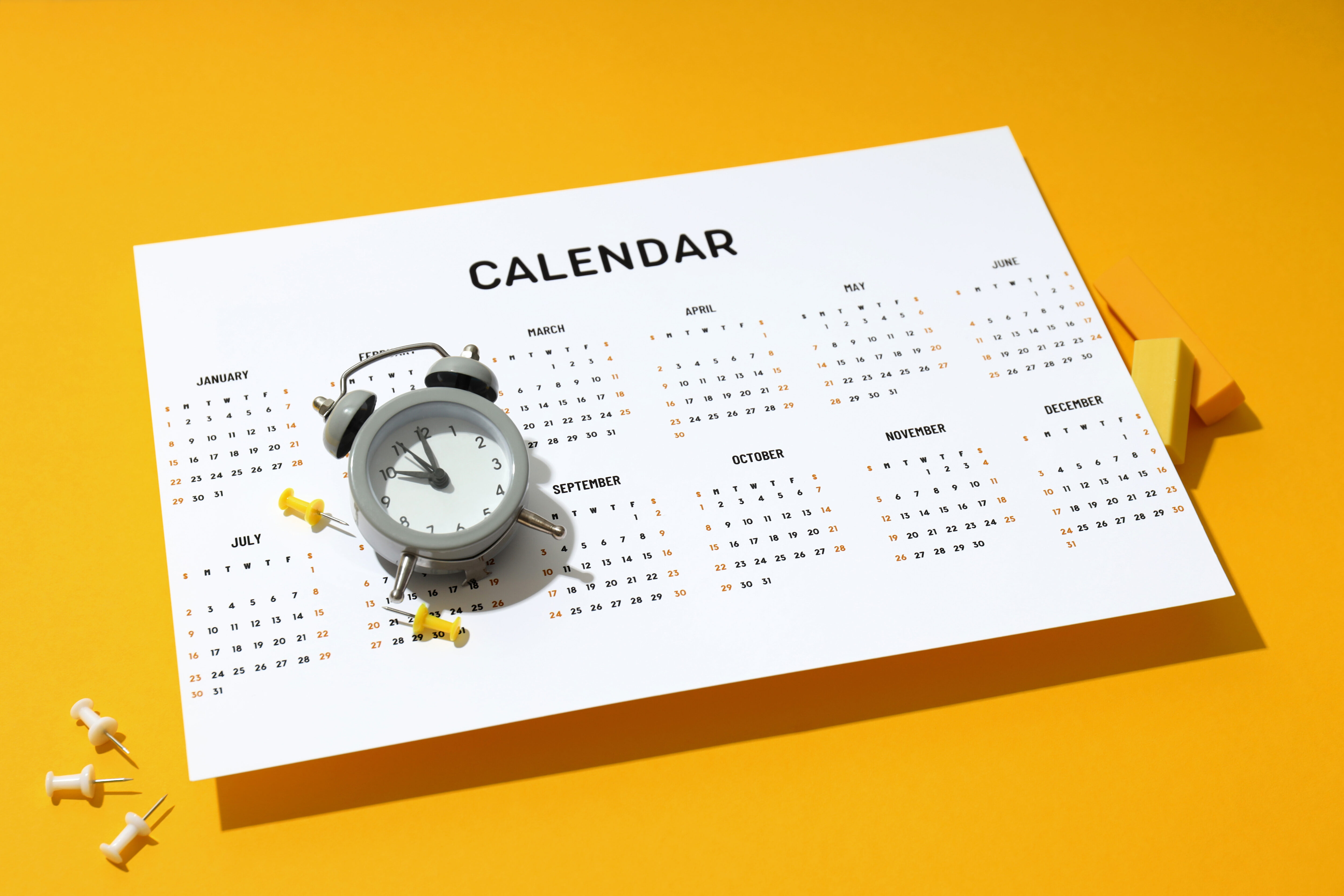 calendar with a clock