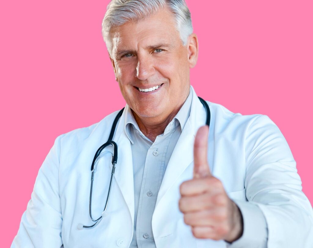 smiling plastic surgeon with thumbs up